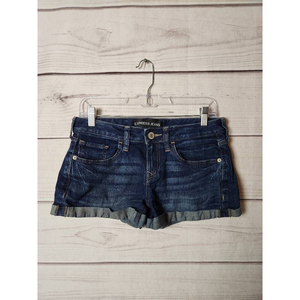 Express Jeans Womens Mini Short Shorts Blue Stretch Pockets‎ Dark Wash 2